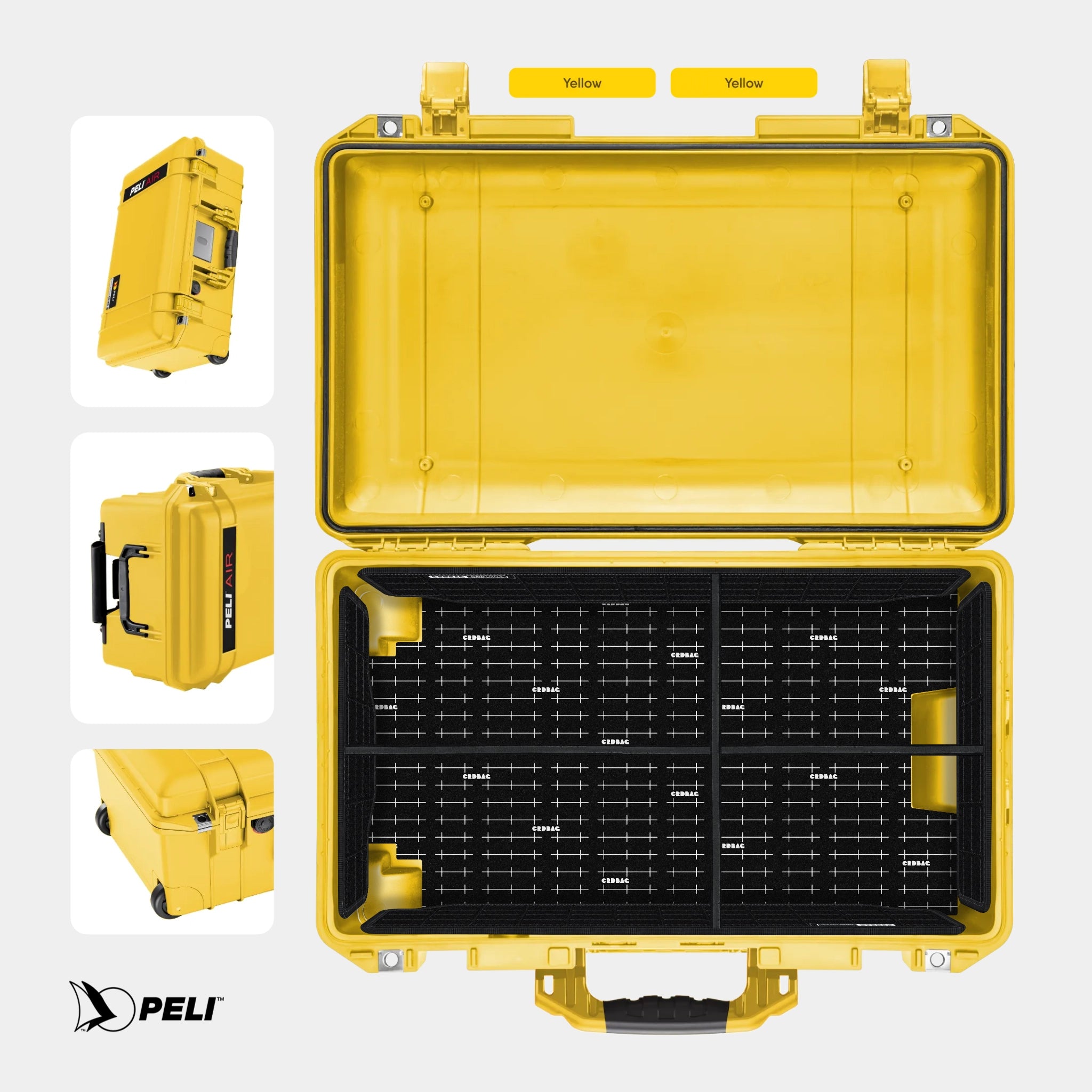 Peli 1535 Air case Yellow with CRDBAG GRID-DIVIDE divider system