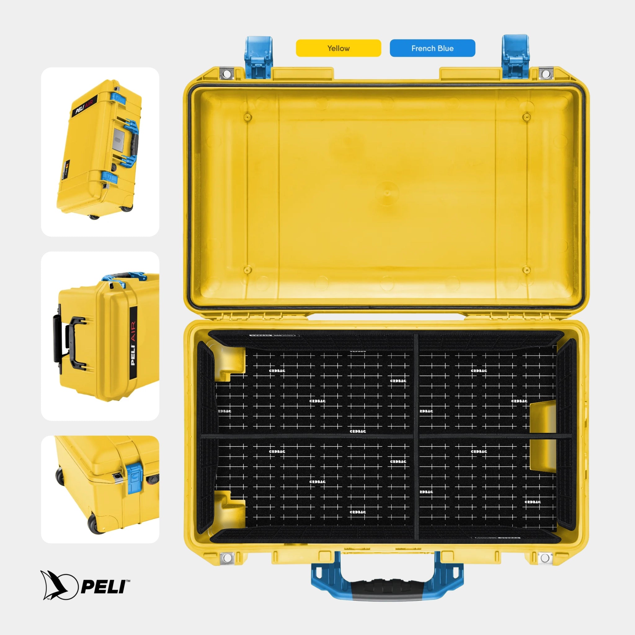 Peli 1535 Air case Yellow with CRDBAG GRID-DIVIDE divider system